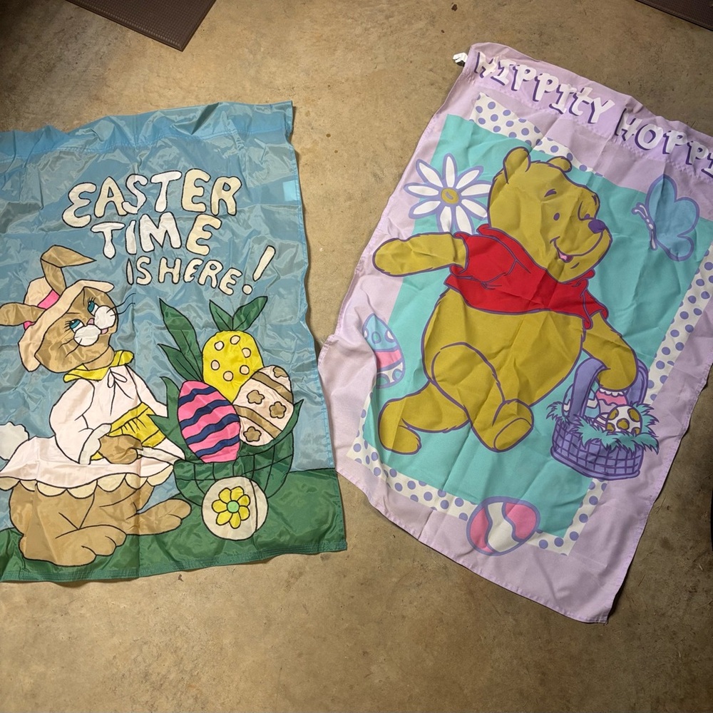Easter and Winnie the Pooh Decorative Flags